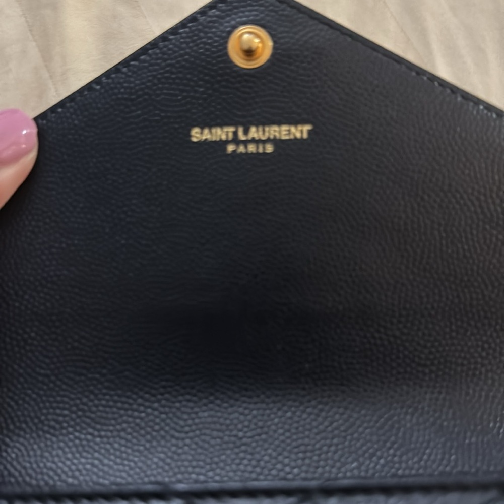❌SOLD❌EUC Authentic Saint Laurent Monogram Matelasse Leather Wallet Navy Blue - Picture 8 of 13